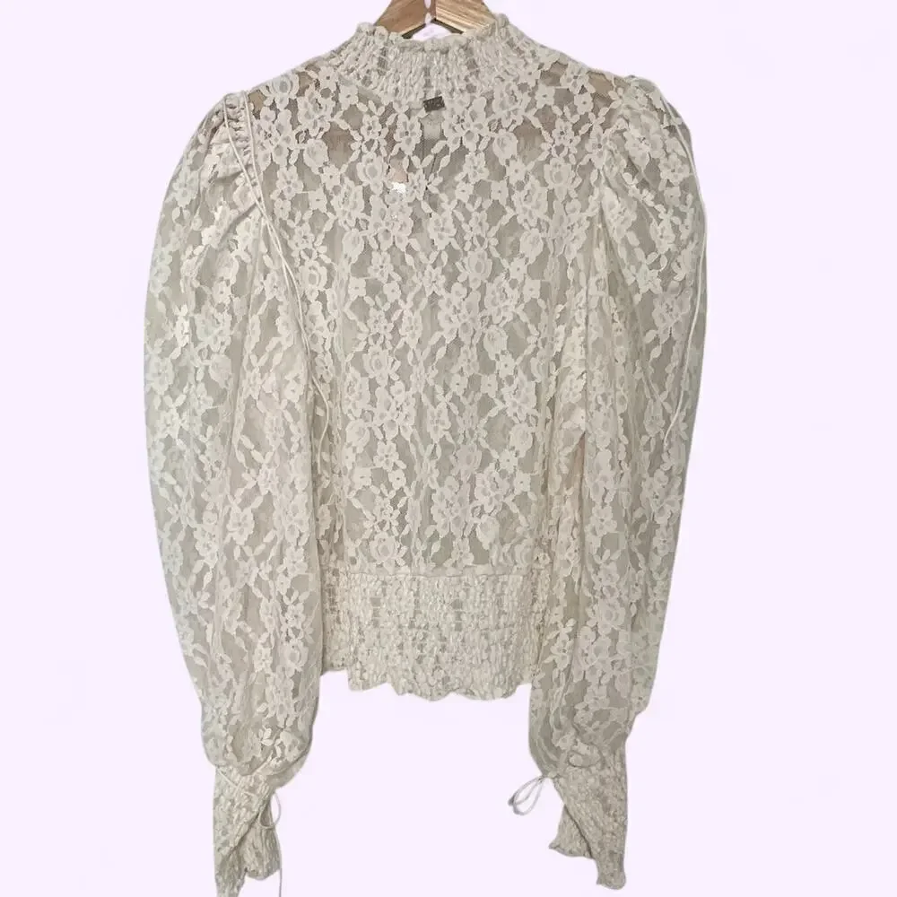 NWTs For Love and Lemons Victoria Secret Violeta White Lace Top (L) - Picture 7 of 16